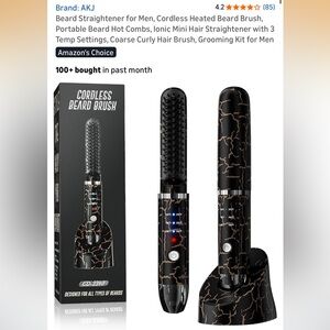 Men's Cordless Heated Beard Brush - Black